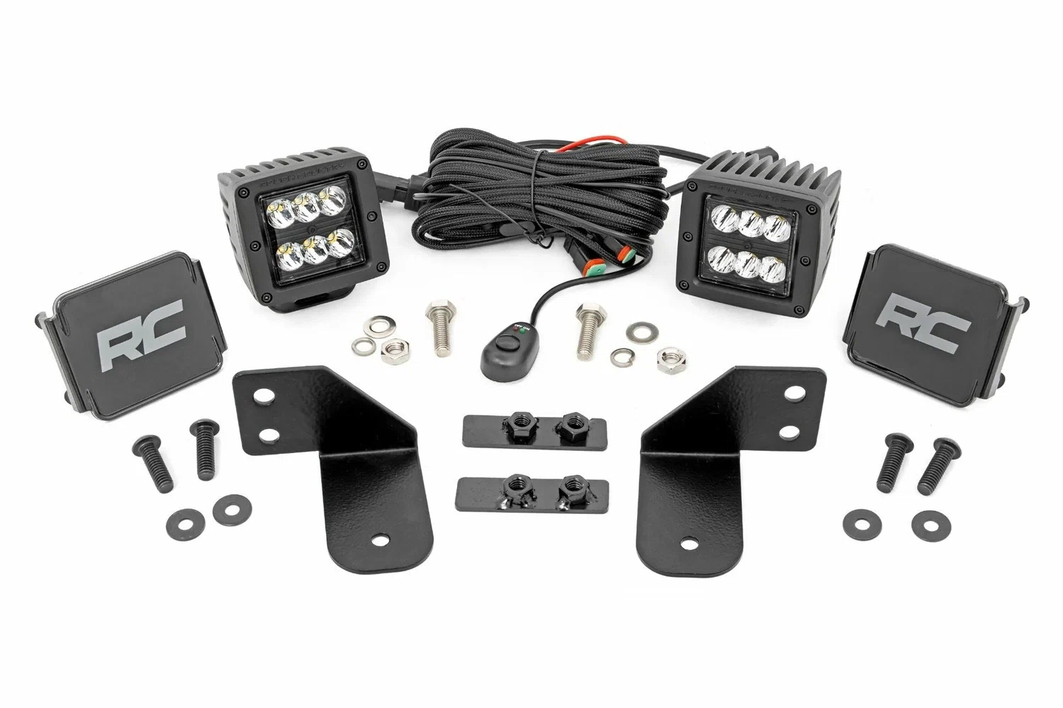 Fits Polaris Ranger 1000 LED Light RR Cage Mount 2_ Black Spot Pair 93143